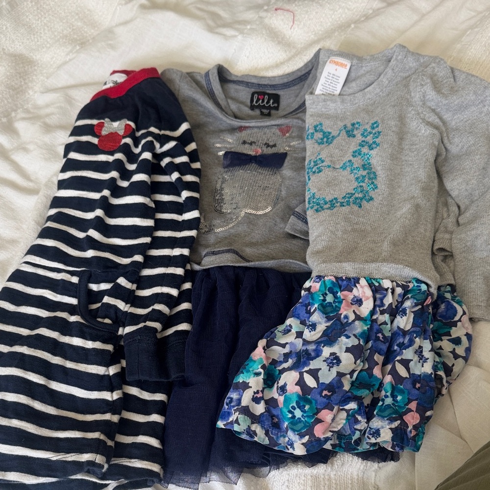 3 Girls' Long Sleeve Dresses 4T